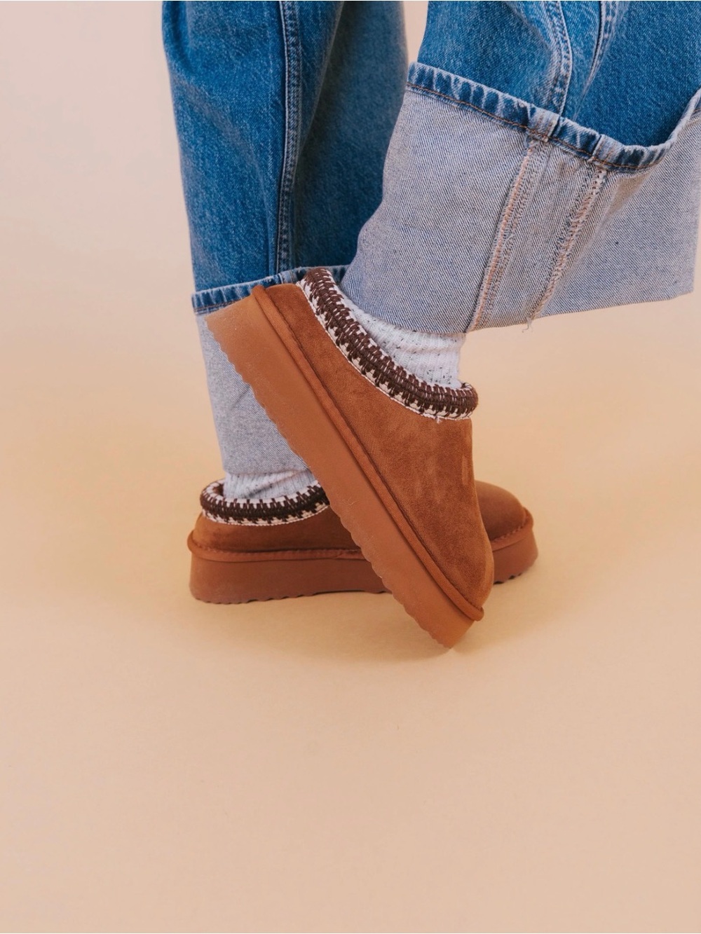 Steve Madden Chestnut Suede Slip-On Moccasin with Knit Trim